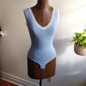 GAP BODY | XS, lace v-neck heather jersey bodysuit